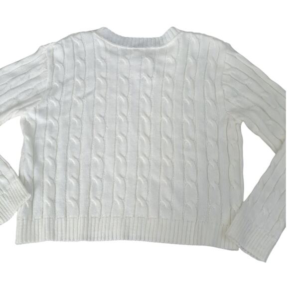 NWT Cotton Emporium Girls  Ivory Cable Knit Long Sleeve Sweater Large - Picture 6 of 7